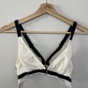 Victoria's Secret Lace/Mesh Padded Front-Closure Ivory‎ Bralette Size Small